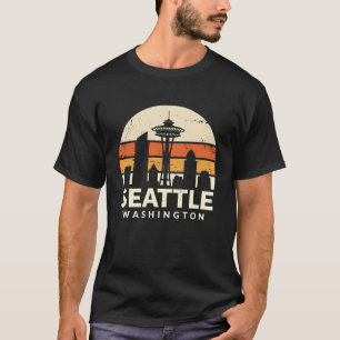 Camiseta Seattle Washington pôr do sol vintage Agulha Espac