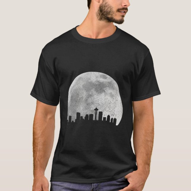 Camiseta Seattle Washington Skyline Moon Pride Seattle (Frente)