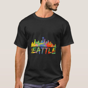 Camiseta Seattle Washington Skyline Paint Splash