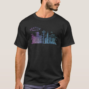 Camiseta Seattle Washington Skyline Para Turistas E Cidadão