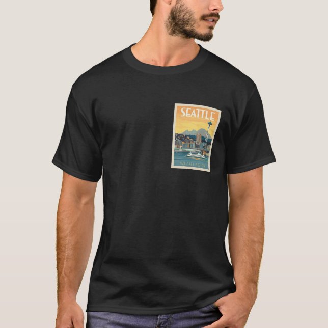 Camiseta Seattle Washington Travel Poster (Frente)