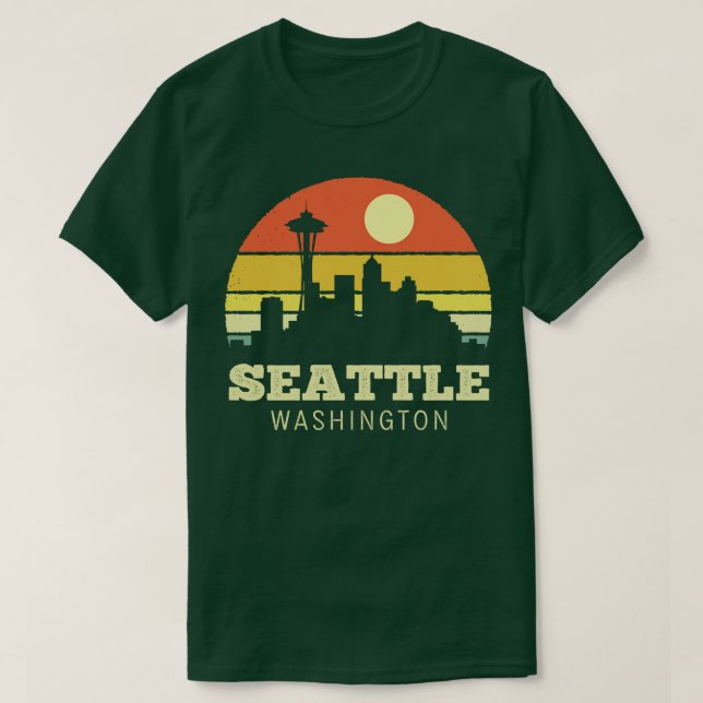 Camiseta Seattle Washington Vintage Sunset (Frente do Design)