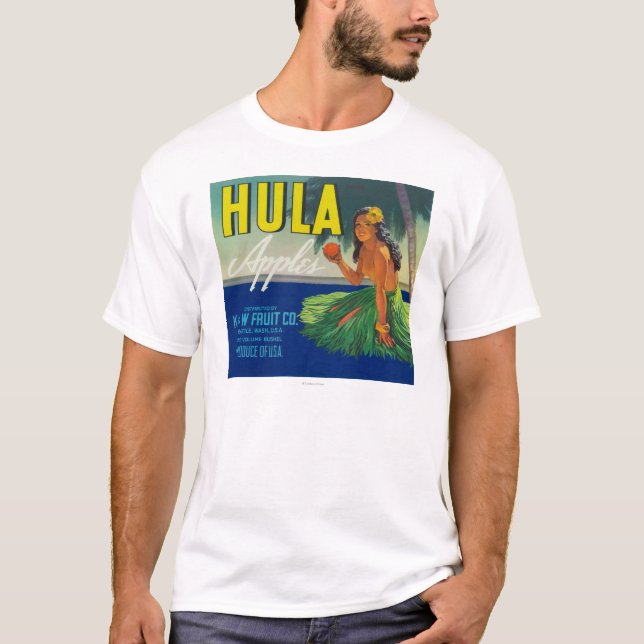 Camiseta Seattle, WashingtonHula Apple etiqueta (Frente)