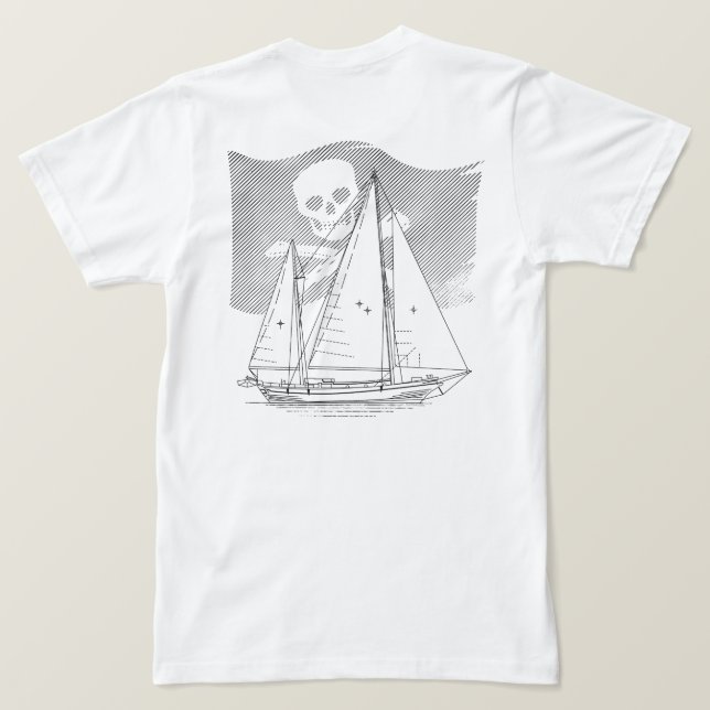Camiseta SeaWolf com Bandeira Pirata Subjugada (Verso do Design)