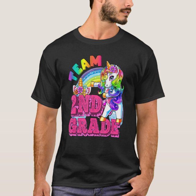 Camiseta Second Grade Dabbing Unicorn Teacher Team 2nd Grad (Frente)