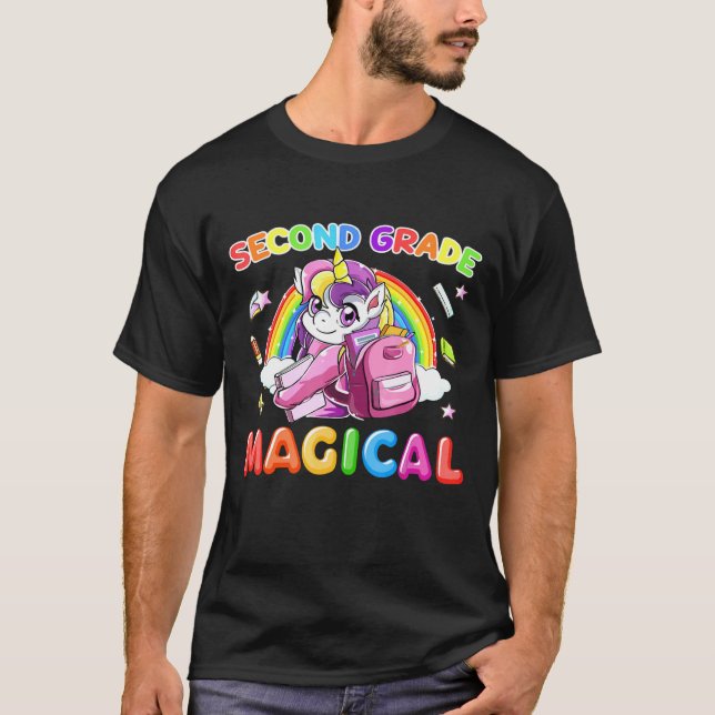 Camiseta Second Grade Magical Unicorn Rainbow Back To Schoo (Frente)