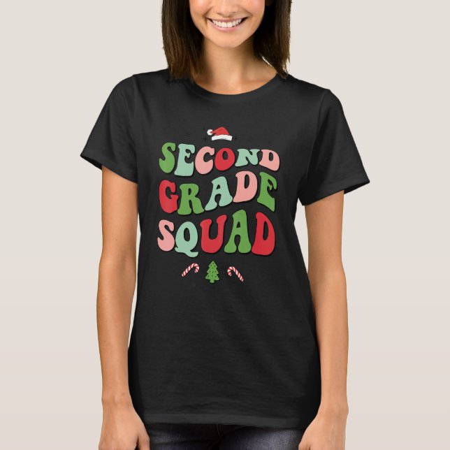 Camiseta Second Grade Squad Xmas Groovy Family Christmas Pa (Frente)