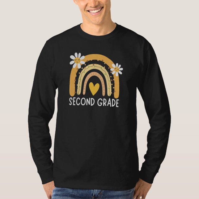 Camiseta Second Grade Teacher Life Cute Boho Rainbow Inspir (Frente)