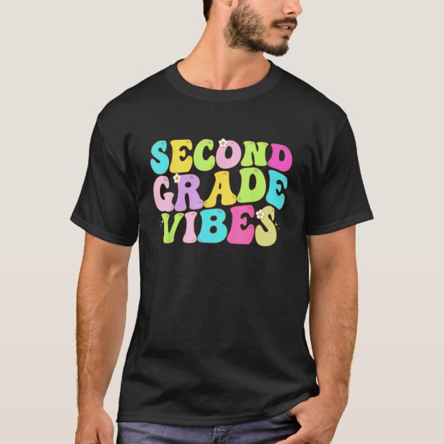 Camiseta Second Grade Vibes Groovy 2nd Grade Team 1st Day o (Frente)
