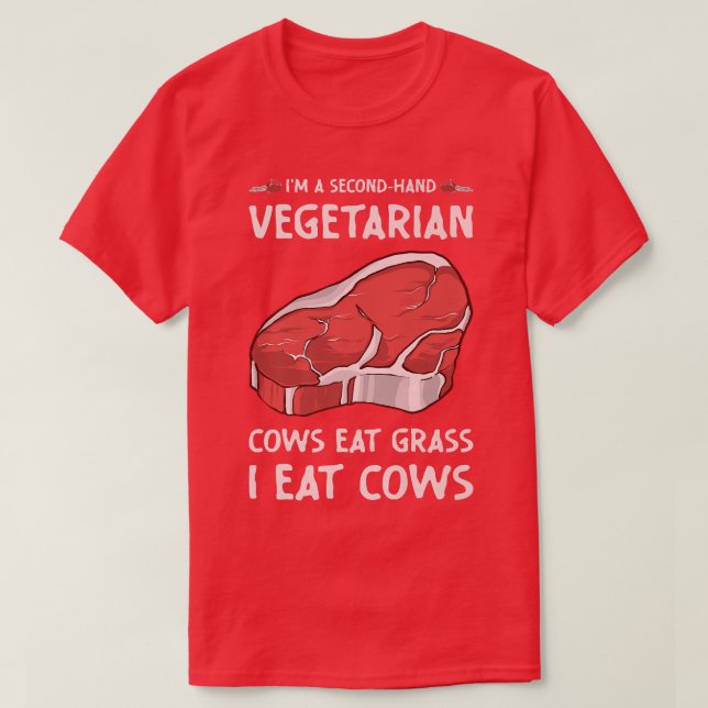 Camiseta Secondhand Vegetarian Funny BBQ Grilling  (Frente do Design)