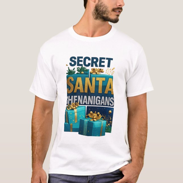 Camiseta Secret Santa Shenanigans: The Ultimate Gift Exchan (Frente)