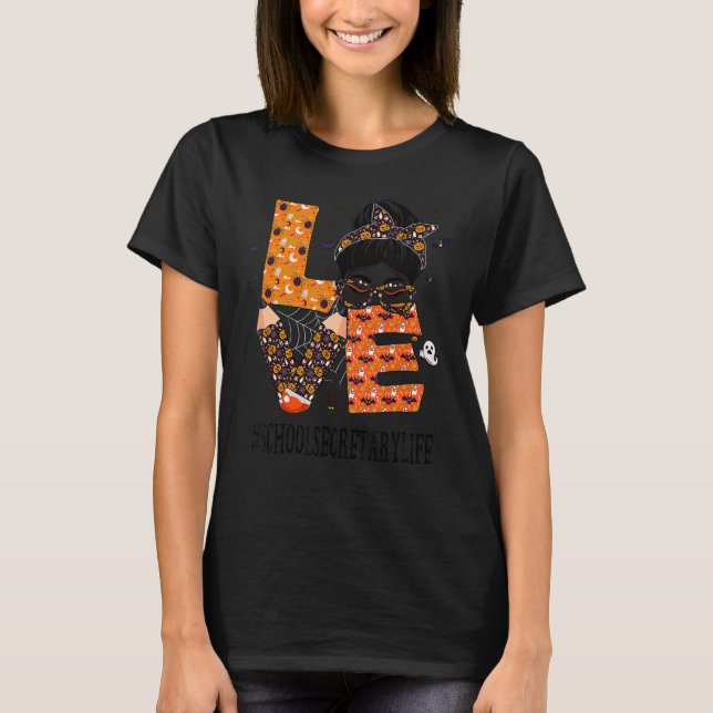 Camiseta Secretária da Escola Adorava Mensagem Bun Pumpkin  (Frente)