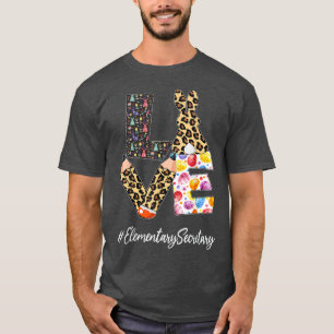 Camiseta Secretária elementar de Páscoa de amor Bunny Leopa