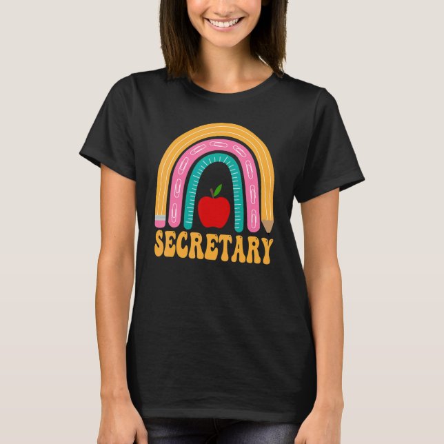 Camiseta Secretária Rainbow Pencil Women Back To School App (Frente)