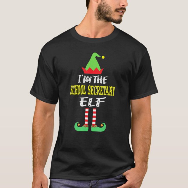 Camiseta Secretário da Escola Elf Matching Family Group Chr (Frente)