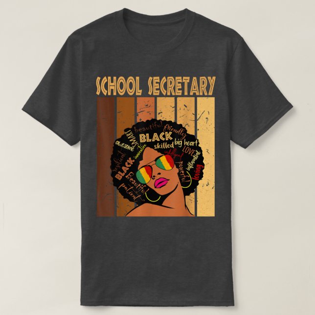 Camiseta Secretário de Escola Afro-Americano Black Histo (Frente do Design)