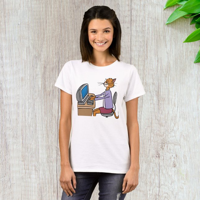 Camiseta Secretário Engraçado Cat Cartoon Office Humor (Criador carregado)