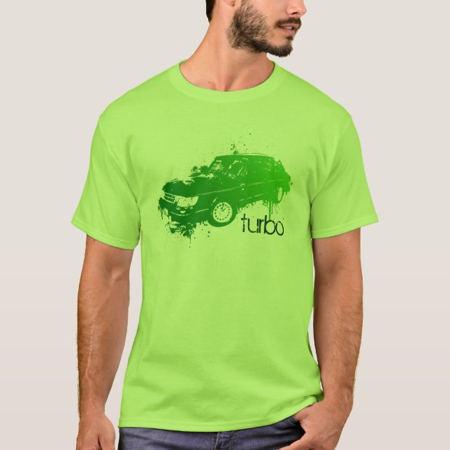 Camiseta sedan de 900 turbo, splatter destruído da tinta no (Frente)