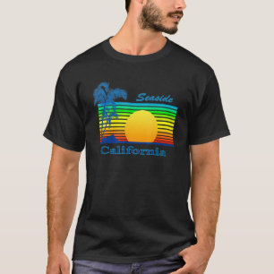 Camiseta Sede da Califórnia Retro Tropical Beach Sunset