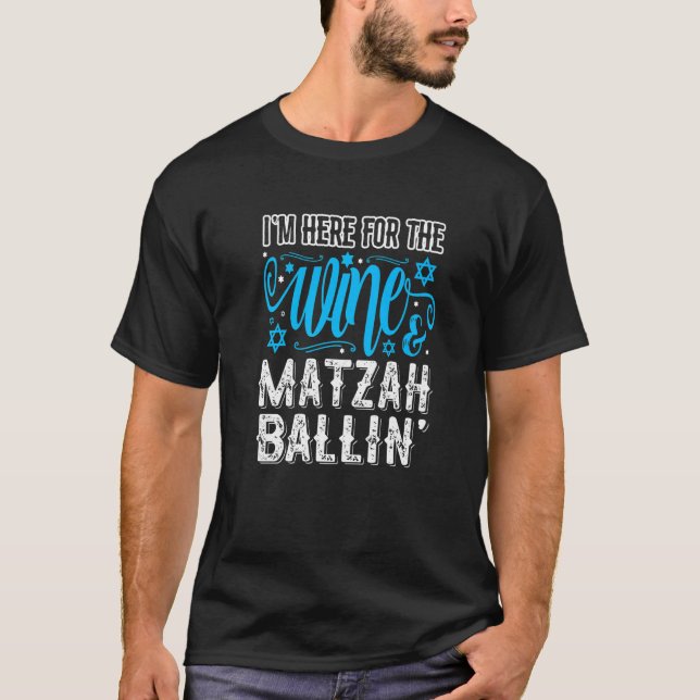Camiseta Seder Jewish Wine & Matzah Ballin's Engraçado Pass (Frente)