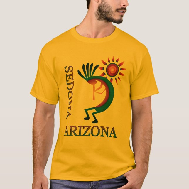 Camiseta Sedona Arizona Kokopelli com Sun Dourado (Frente)