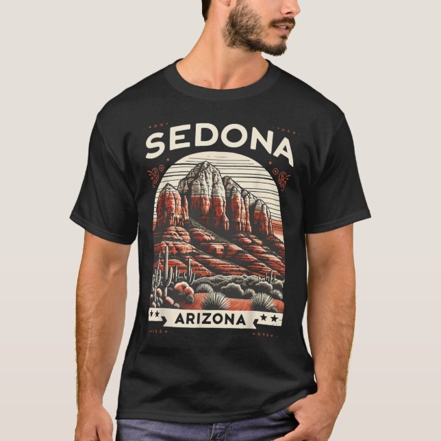 Camiseta Sedona Az Hiking Outdoors Mountain Sedona Usa Retr (Frente)