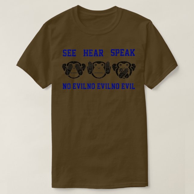 Camiseta See Hear Speak No Evil  3 Monkeys  Resist  (Frente do Design)