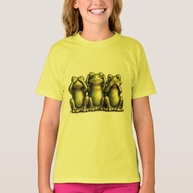 Camiseta See Hear Speak No Evil Funny Frogs (Frente)