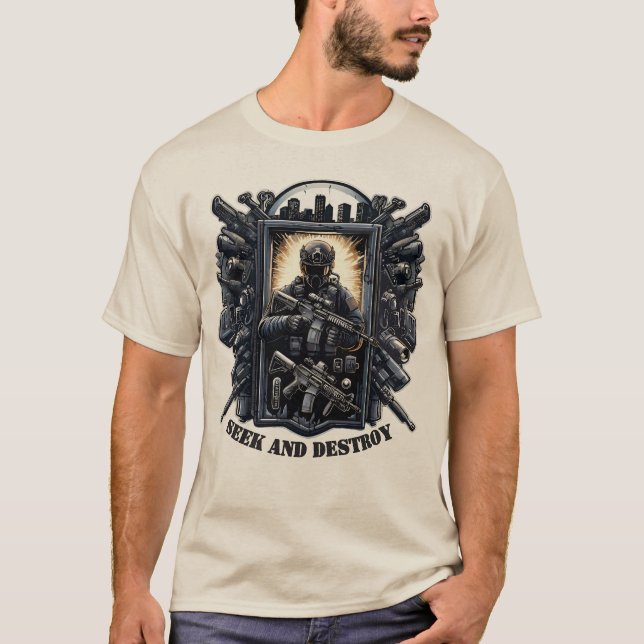 Camiseta Seek And Destroy Tactical Military Gaming Shirt (Frente)