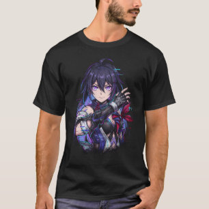 Camiseta Seele HSR Cabelo Roxo Motivo de Borboleta Caça Quâ