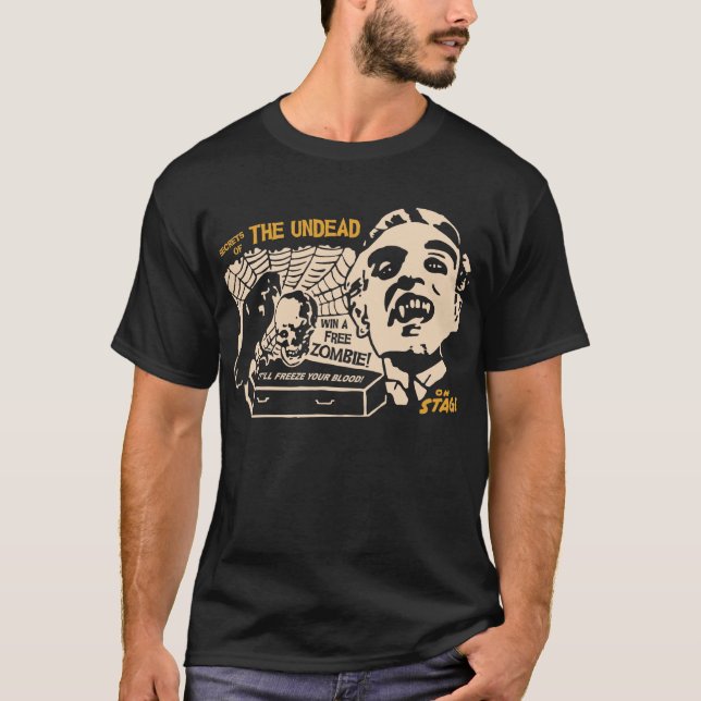 Camiseta Segredos do vivo - ganhe um zombi LIVRE! (Frente)