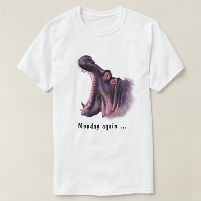 Camiseta Segunda-Feira Mais Uma Vez, Gritando Hippo, Divers (Frente do Design)