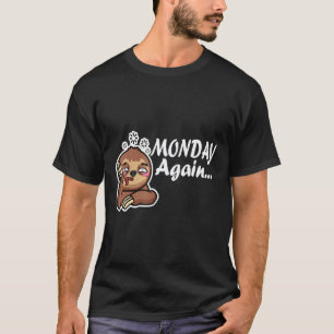 Camiseta Segunda-feira Preguiça Sloth Segunda-feira Humor S