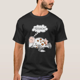 Camiseta Segunda-feira Preguiçosa Vaca Trocadilho Mooonday