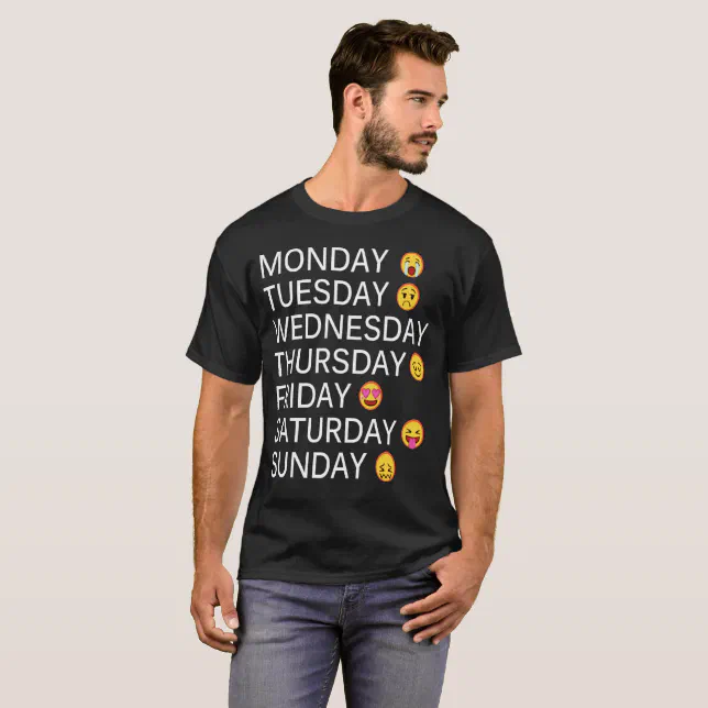 Camiseta Segunda-feira terça-feira quarta-feira