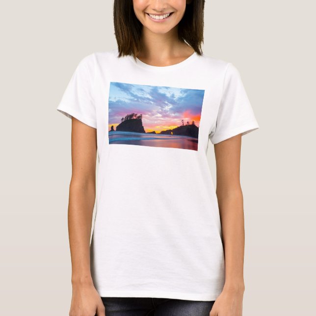 Camiseta Segunda praia no pôr do sol, Washington (Frente)