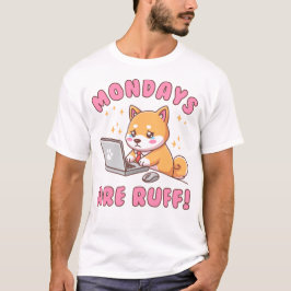 Camiseta Segundas-feiras São Difíceis - Cachorro Shiba Inu 