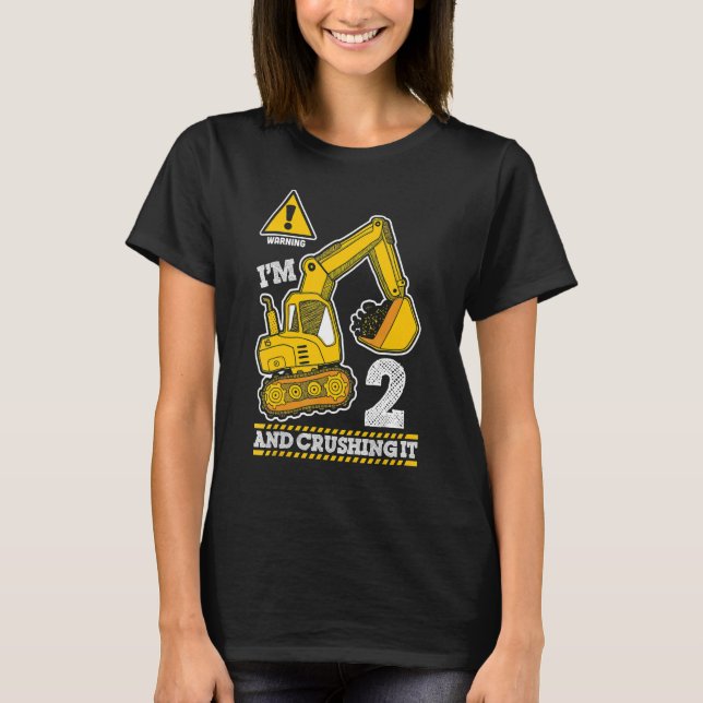 Camiseta Segundo aniversário De Construção De Caminhão Com  (Frente)