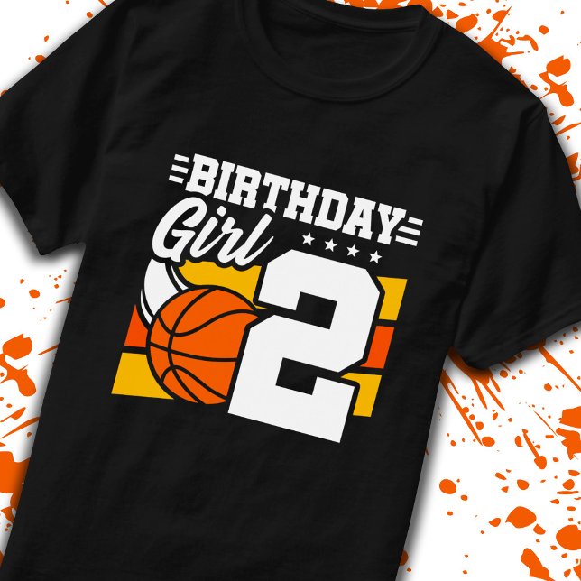 Camiseta Segundo aniversário de Garota de 2 Anos de Basquet (Criador carregado)