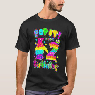 Camiseta segundo aniversário De Menina De Pop Pinguim Com 2