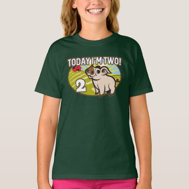 Camiseta Segundo aniversário do garoto hoje sou dois! Porco (Frente)
