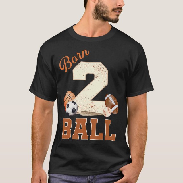 Camiseta segundo aniversário nascer 2 Esportes De Bola Com  (Frente)