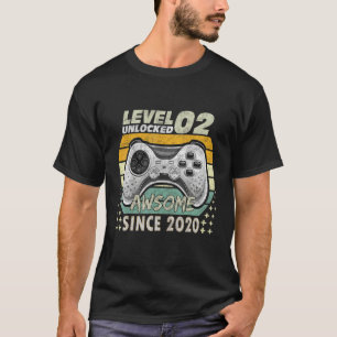 Camiseta segundo aniversário Nível 2 Desbloqueado Incrível
