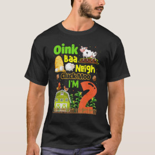 Camiseta segundo aniversário Oink Baa Neigh Cluck Moo Eu so