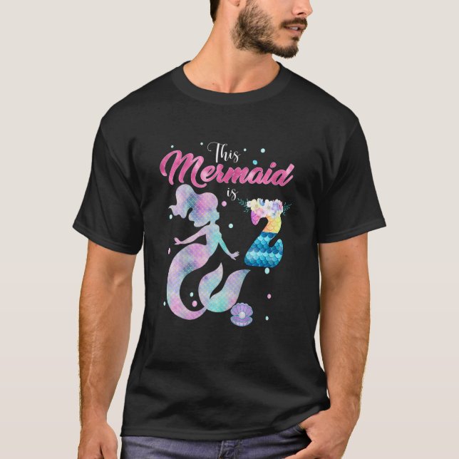 Camiseta Segundo aniversário Para Crianças Esta Sereia É 2  (Frente)