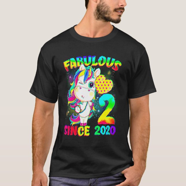 Camiseta segundo aniversário Unicórnio Garota Fabulosa De 2 (Frente)