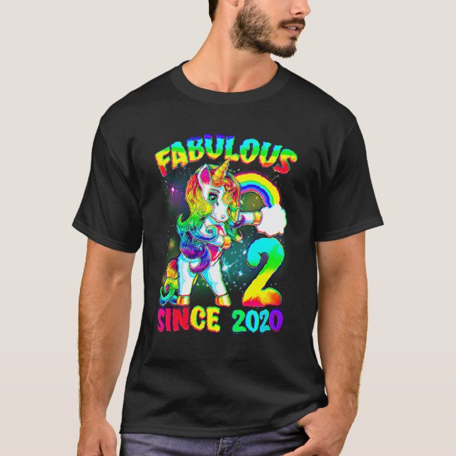 Camiseta segundo aniversário Unicórnio Garota Fabulosa De 2 (Frente)