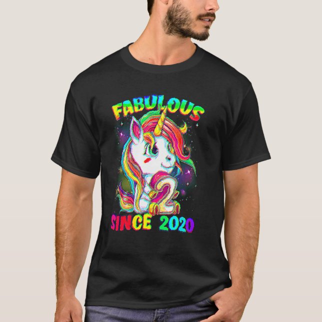 Camiseta segundo aniversário Unicórnio Garota Fabulosa De 2 (Frente)