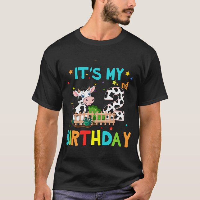 Camiseta segundo aniversário Vaca com 2 anos de idade (Frente)