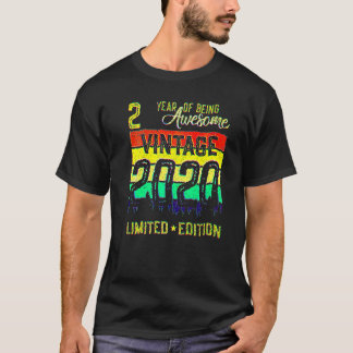 Camiseta segundo aniversário Vintage 2020 de 2 anos